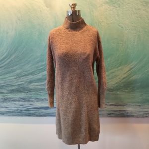 Oversize warm cozy mock neck sweater dress